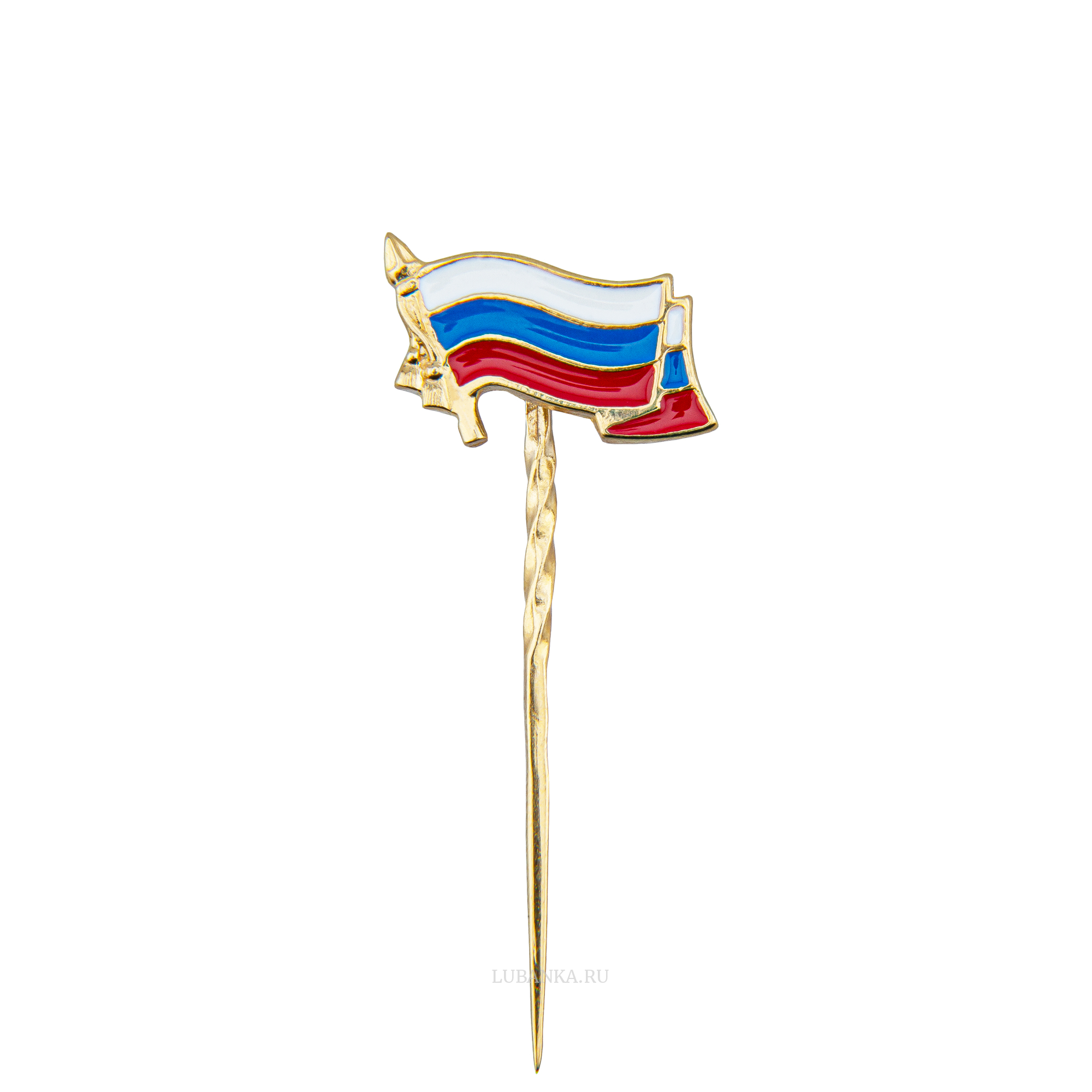 Заколка Флаг России серебро с позолотой